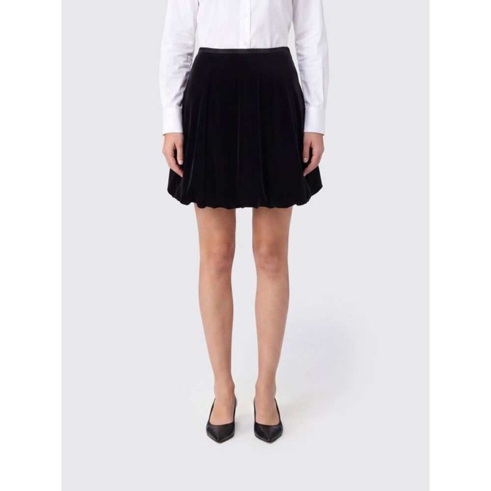 Emporio Armani Women High-Waisted Black Velvet Balloon Midi Skirt Emporio Armani